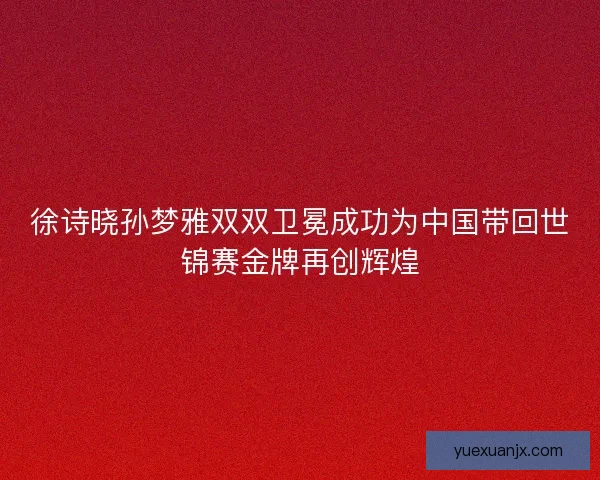 徐诗晓孙梦雅双双卫冕成功为中国带回世锦赛金牌再创辉煌